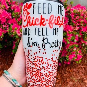 Feed me chick-fil-a glitter tumbler